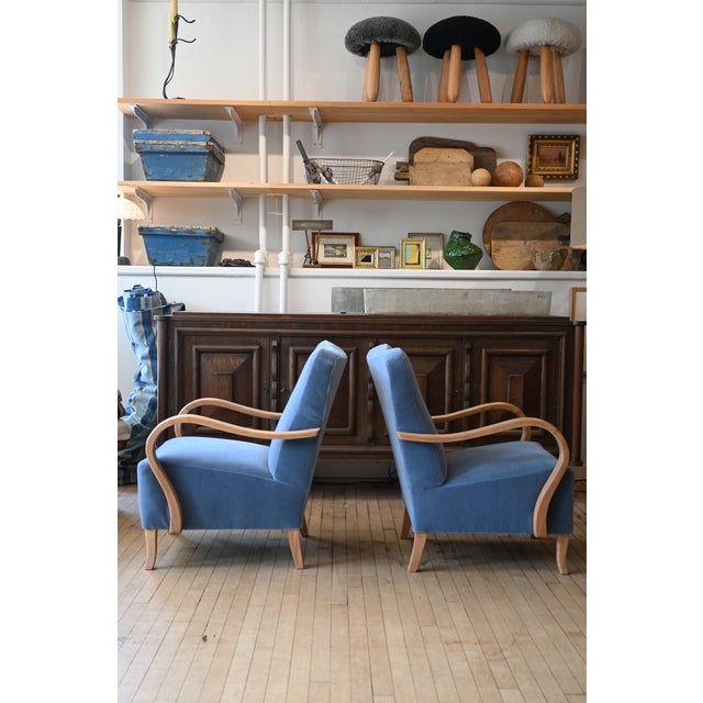 Jindrich Halabala H237 Armchairs in Pierre Frey Mohair For Sale - Image 11 of 14