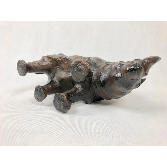 Animal Skin Vintage Leather Rhino Sculpture Figure, 1960s For Sale - Image 7 of 10
