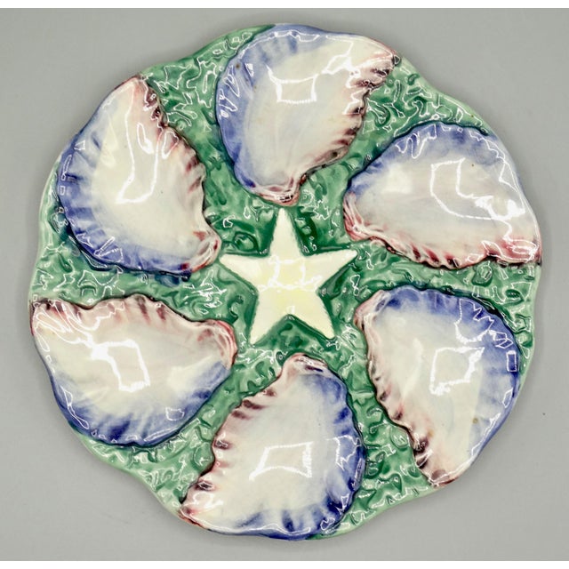 Digoin & Sarreguemines French Starfish Oyster Plate For Sale - Image 4 of 9