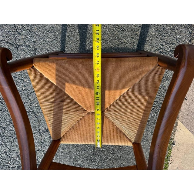 20th Century Clore Furniture Set of 10 Shaker Style Walnut Rush Seat Ladder Back Dining Chairs For Sale - Image 12 of 18