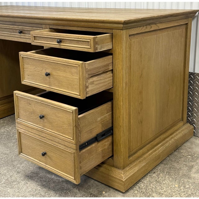Restoration Hardware French Panel Oak Desk For Sale In New York - Image 6 of 12