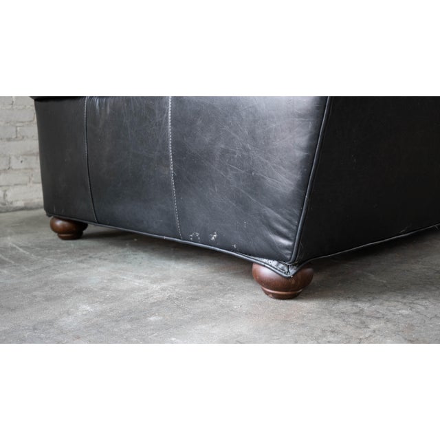 Restoration Hardware Lancaster Ebony Leather Luxe Sofa For Sale - Image 16 of 16