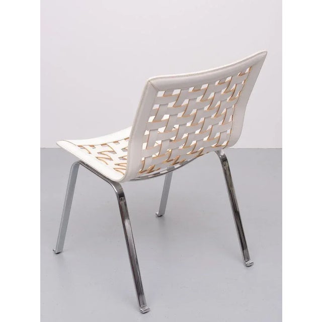 Italian Lounge chair also called Net chair with Chromed steel structure Continuous seat/back made of interlaced stripes of...