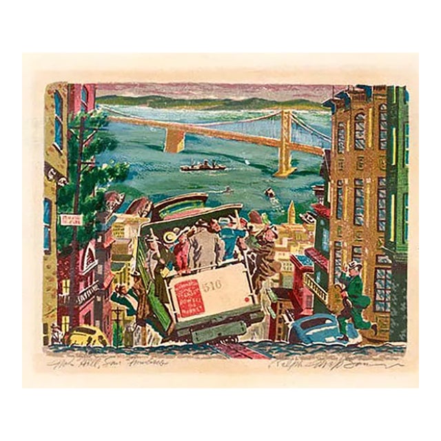 Ralph Mapson Nob Hill Street Car San Francisco Serigraph For Sale