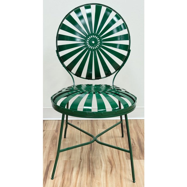 Antique Green Francois Carre Sunburst Garden Chairs, Pair For Sale - Image 9 of 15