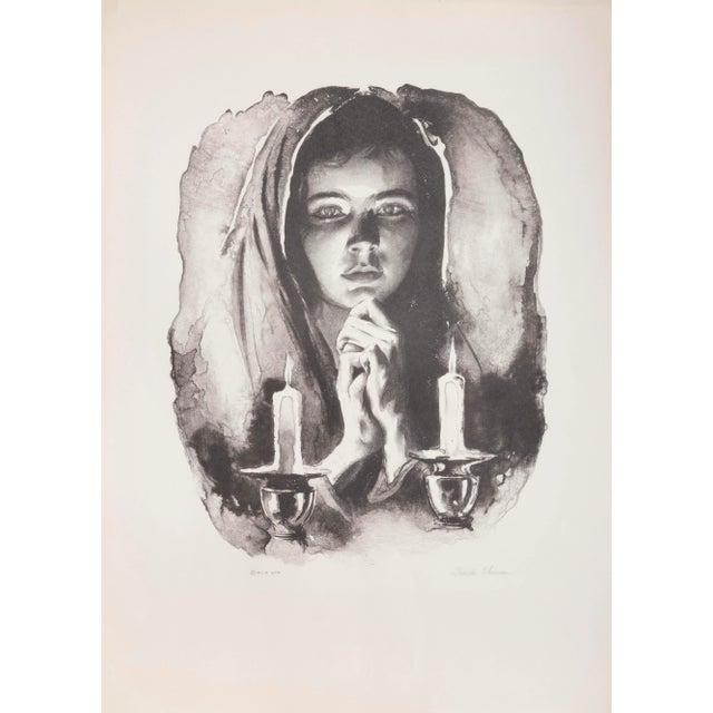 Shabbas Candles Xi, Sandu Liberman Lithograph, Signed in Pencil For Sale