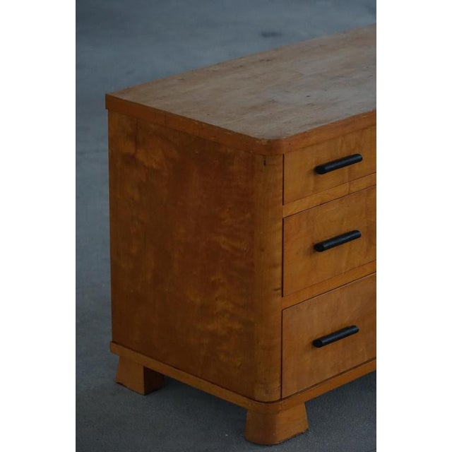 Brown Scandinavian Art Deco Chest of Drawers in Birch, 1930s For Sale - Image 8 of 18