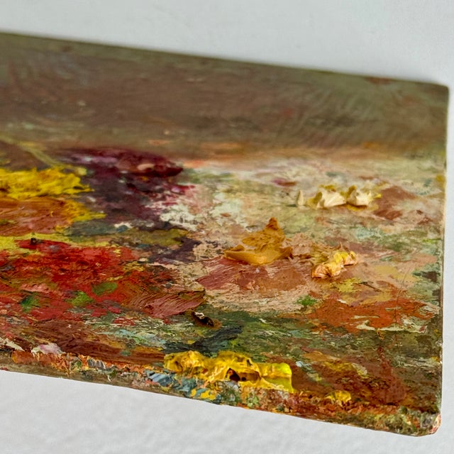 Red Vintage Artist's Large Rectangular Painting Palette With Remnant Oil Paint For Sale - Image 8 of 9
