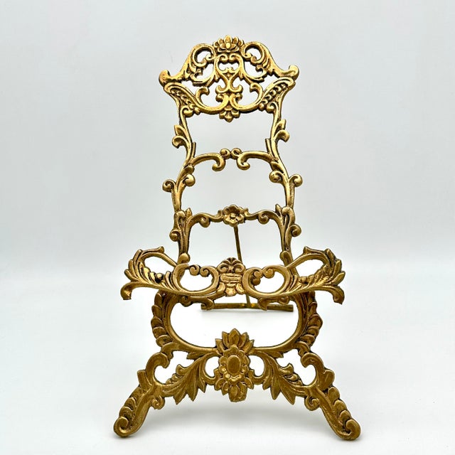 Hollywood Regency Mid-20th Century Vintage Hollywood Regency Solid Brass Table Top Easel For Sale - Image 3 of 5