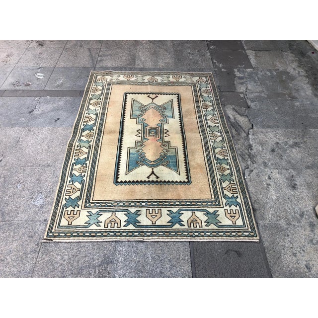 1960s Vintage Anatolian Handmade Tribal Rug- 3′11″ × 5′7″ For Sale - Image 11 of 11