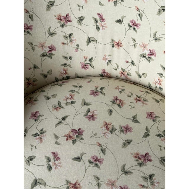 Cream Floral Chintz Skirted Swivel Club Chair, 1980s For Sale - Image 10 of 10