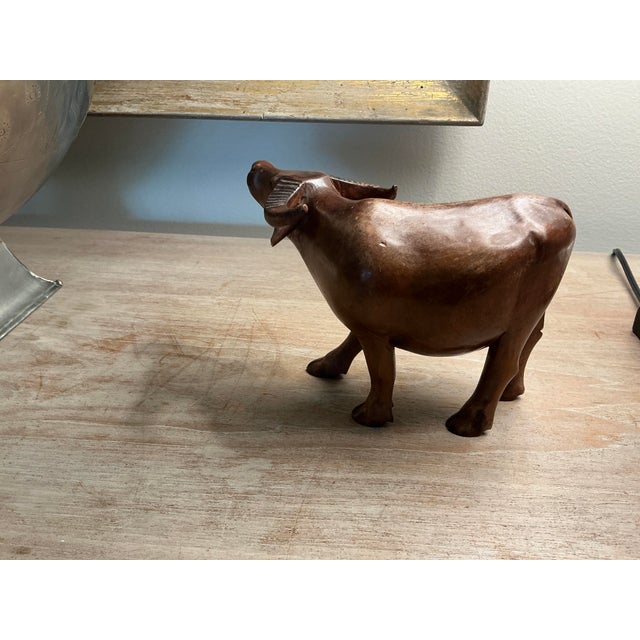 Vintage Hand Carved Wooden Sculpture of an Asian Water Buffalo For Sale - Image 4 of 8
