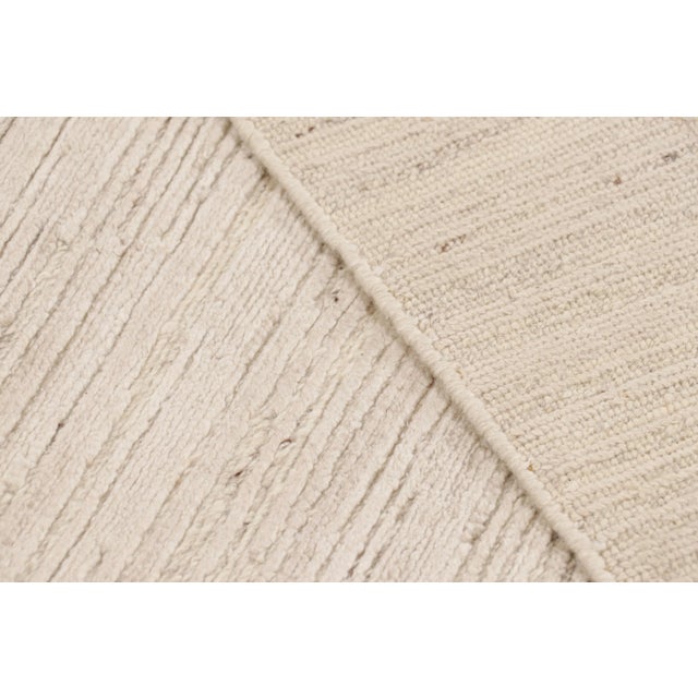 Cream Rug & Kilim’s Textural Rug in White and Cream-Beige Abstract High-Low Stripes For Sale - Image 8 of 8