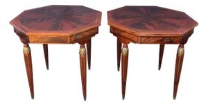 Pair of French Louis XVI Style Marquetry Side Tables, Mid 20th Century