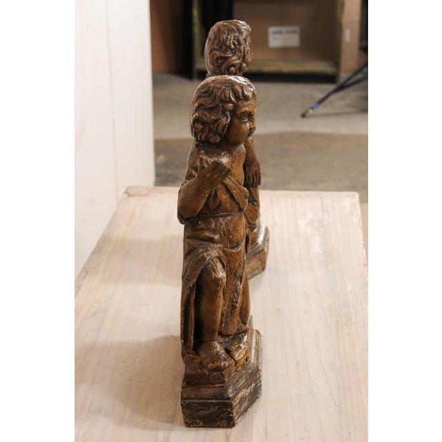 French Carved-Wood Putti Figures, 19th Century - A Pair For Sale - Image 11 of 11