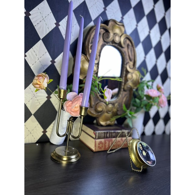 Hollywood Regency Giltwood Scroll Frame Oval Wall Mirror With Craquele, 20" For Sale - Image 3 of 6