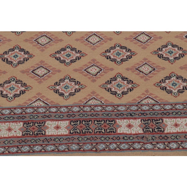 1970s Vintage Bokhara Rug in Golden Beige With Geometric Patterns - Rug & Kilim For Sale - Image 5 of 8