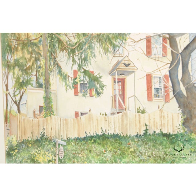 Sandy Busch 'Skrobul House' Watercolor Print, Custom Framed For Sale - Image 10 of 13