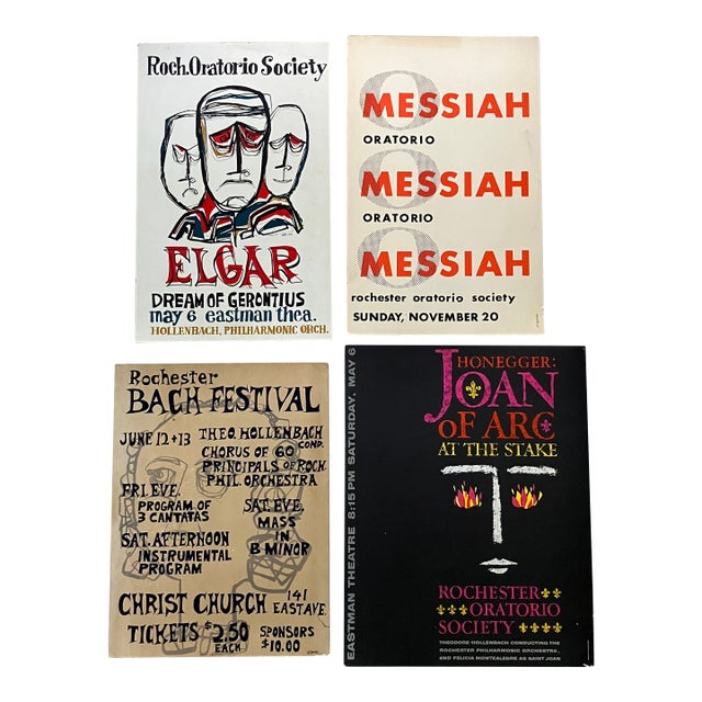 Lot of 4 Vintage Lobby Cards From Rochester Oratorio Society For Sale