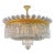 1930s Art Nouveau Brass Plafonnier Crystal Chandelier For Sale