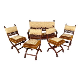 Antique Neo-Renaissance Sofa Set, 19th Century, Set of 5 For Sale