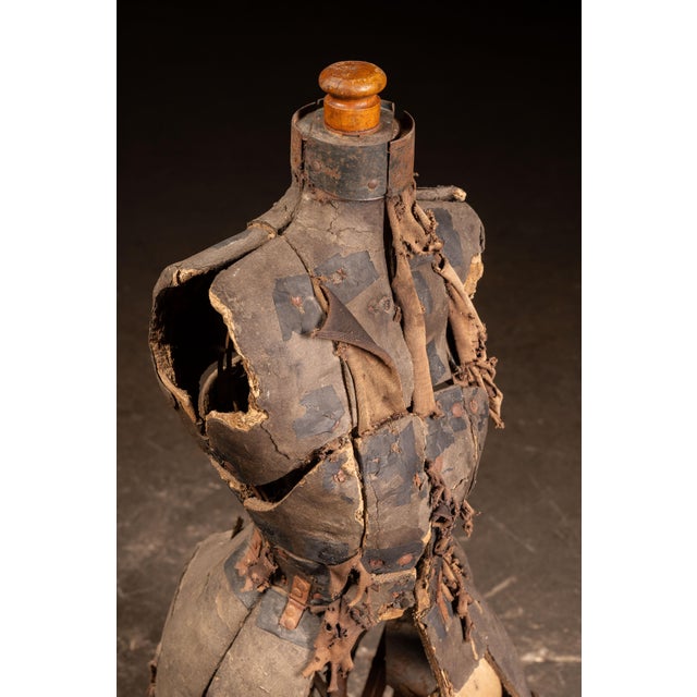 Metal 19th Century Victorian Adjustable Dress Form on Rolling Stand For Sale - Image 7 of 11
