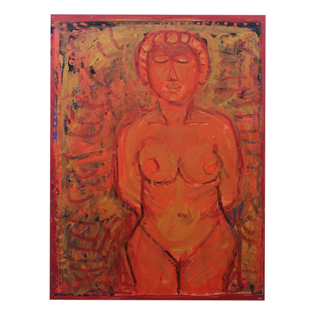 Leszek Rózga, Etruscan Venus, Nude, 1994, Gouache and Acrylic on Paper For Sale