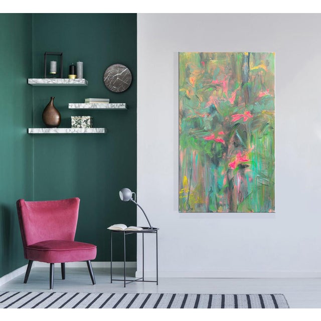 "Wild Roses" by Trixie Pitts Large Abstract Oil Painting For Sale - Image 10 of 10