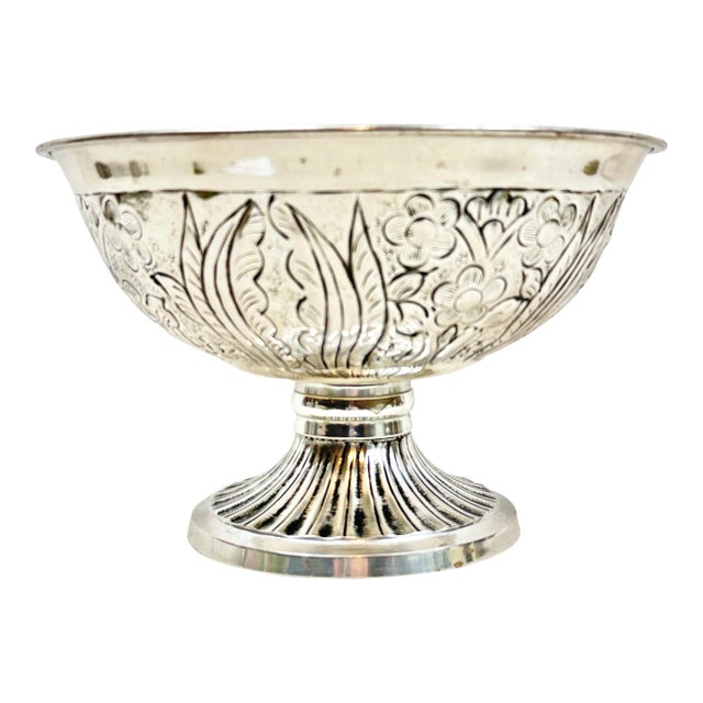 Vintage Silver Colored Metal Compote For Sale