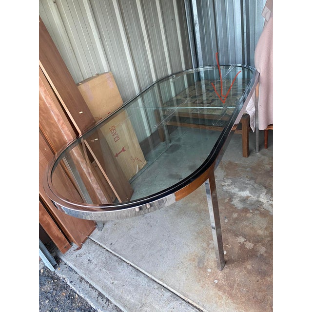 1980s Chrome and Glass Extendable Oval Dining Table by Design Institute of America For Sale - Image 15 of 15