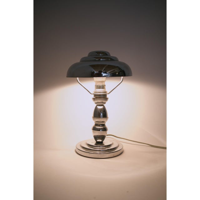 French Modernist Streamline Chrome Table Lamp, 1930s For Sale - Image 4 of 18