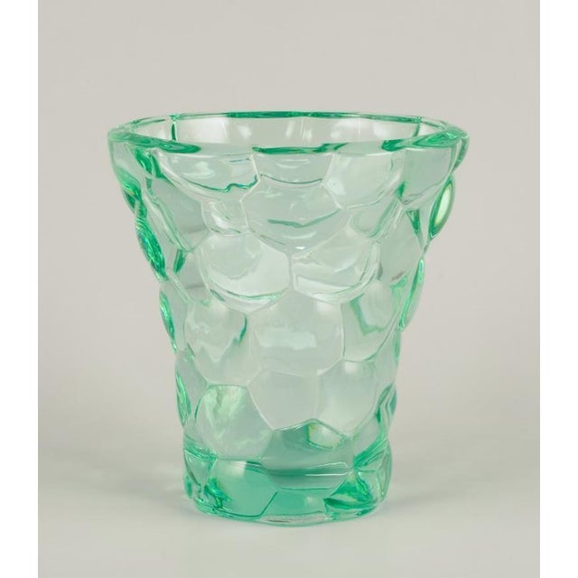 Pierre Gire (1901-1984), also known as Pierre d'Avesn, France. Art Deco vase in green art glass. Geometric pattern. from...
