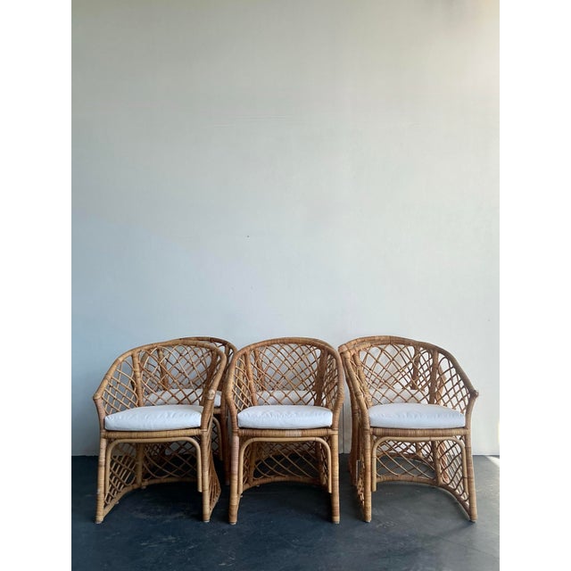 Vintage Boho Trellis Rattan Dining Chairs - Set of 6 For Sale - Image 9 of 12