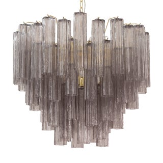 Murano Gray Glass Tronchi Chandelier, 1990s For Sale