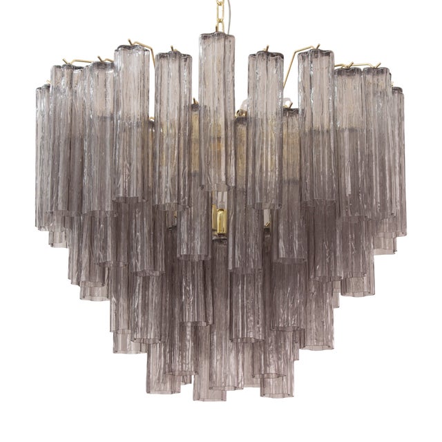 Murano Gray Glass Tronchi Chandelier, 1990s For Sale
