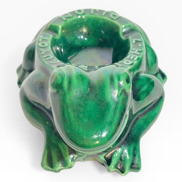 Ceramic Vintage French Green Frog Ashtray Catchall Dijon For Sale - Image 7 of 12