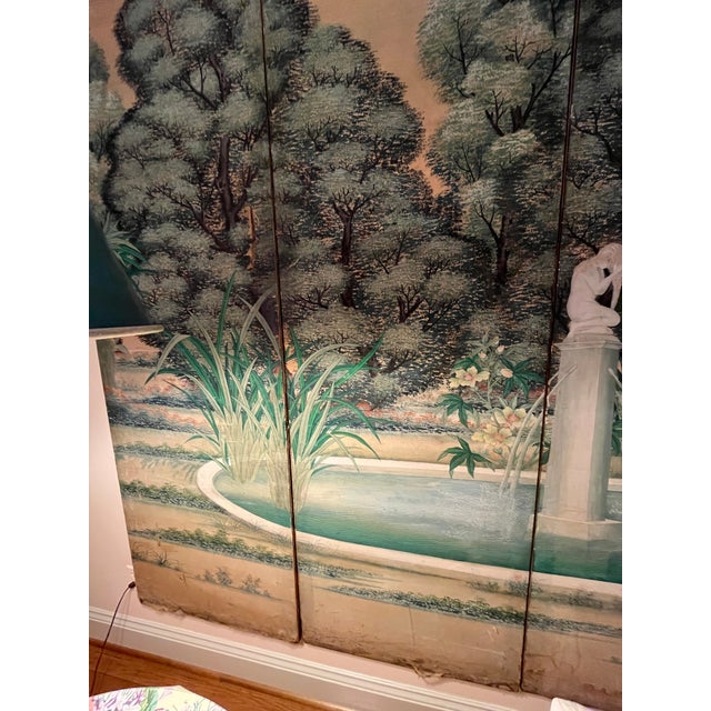 Antique Looking Four Panel Work on Paper For Sale - Image 4 of 10