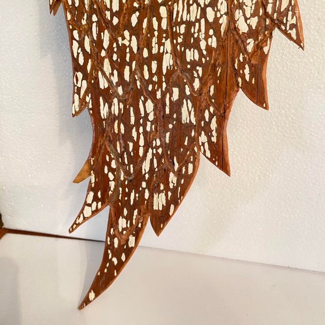 Carved Angel Wings With Heart Wall Hanging Made by Folk Artist With Antique Wood For Sale - Image 4 of 7