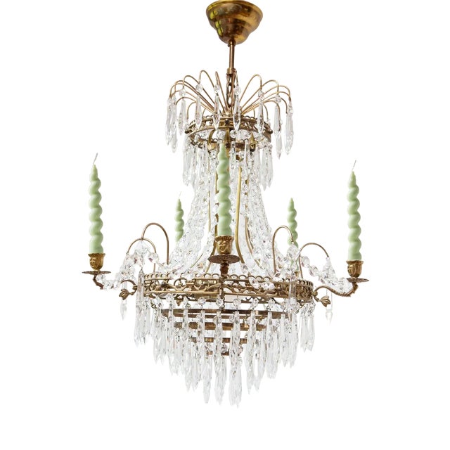 Swedish Empire Style Chandelier, 1950s For Sale