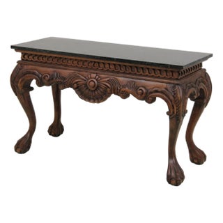 Georgian Style Mahogany Marble Top Console Table For Sale