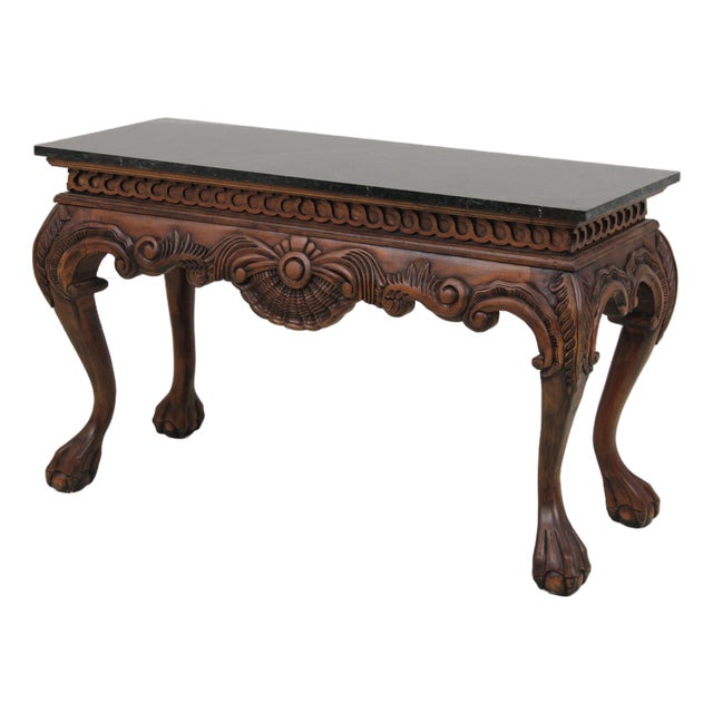 Georgian Style Mahogany Marble Top Console Table For Sale