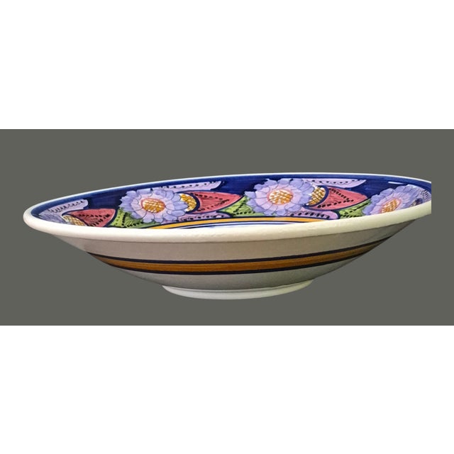 Contemporary Vintage Hand Painted Vibrant Floral Fruit Ceramic Made in Greece Platter For Sale - Image 3 of 8