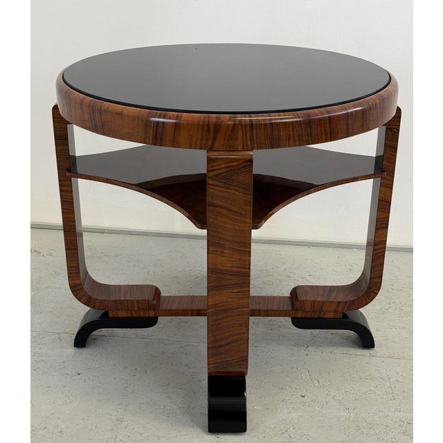 Art Deco Round Walnut Coffee Table, 1930s For Sale - Image 4 of 8