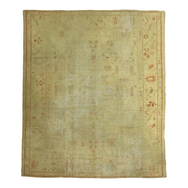 19th Century Distressed Turkish Oushak. 10'5'' X 13' For Sale
