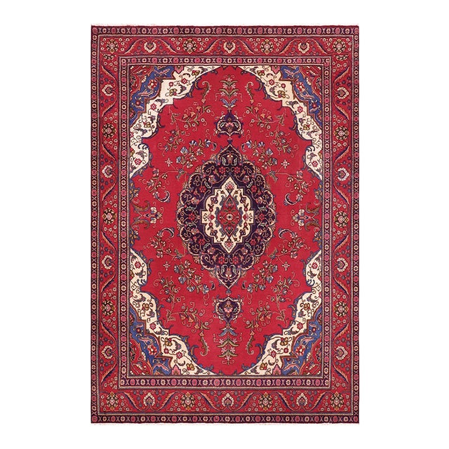 Persian Vintage Tabriz Red/Purple Wool Rug - 8'6'' X 12'10'' For Sale