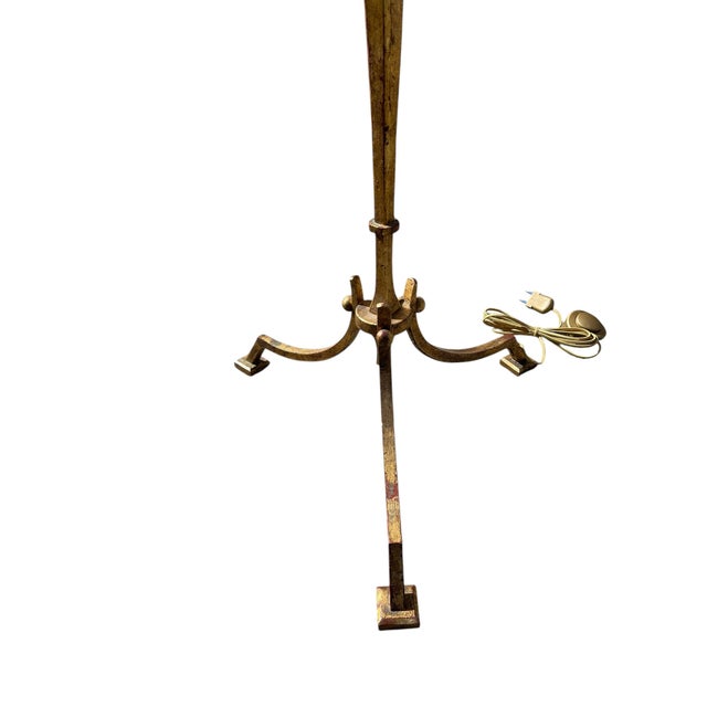 Mid-Century Modern Vintage Floor Lamp in Wrought Iron and Gilt from Maison Ramsay, 1940 For Sale - Image 3 of 8