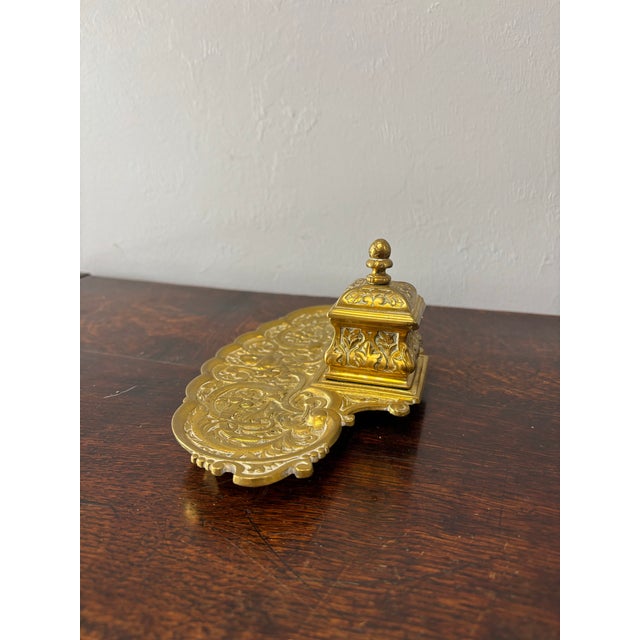 19th Century Antique French Brass Inkwell For Sale - Image 5 of 8