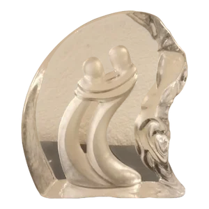 1980s Signed Val St Lambert Belgium Iceberg Embracing Couple Paperweight