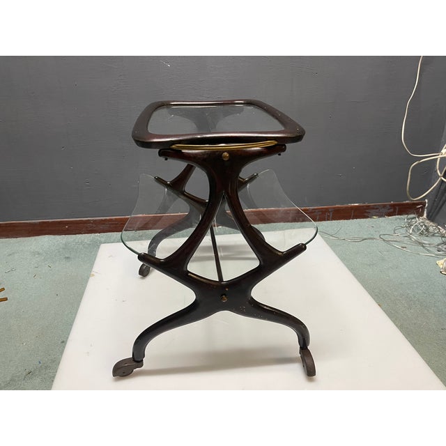 Service Cart Magazine Rack with Wheels by Cesare Lacca for Cassina, 1950s For Sale - Image 15 of 18