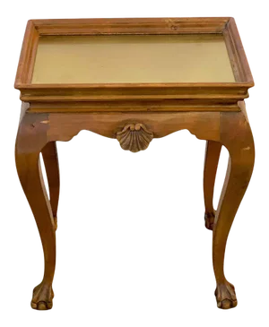 Mid 20th Century Small Bleached Wood & Brass Side Table